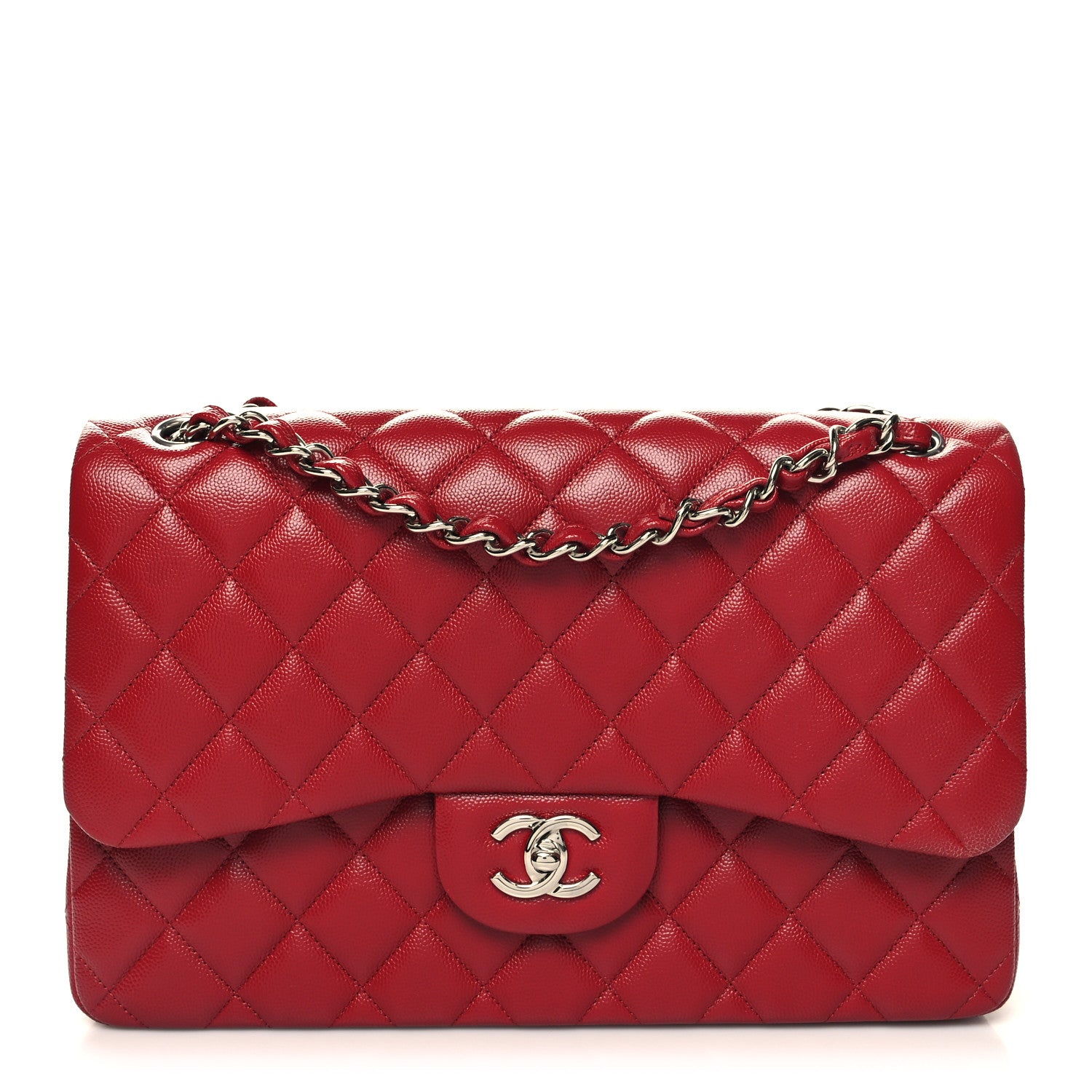 Chanel Caviar Quilted Jumbo Double Flap Red 1 of 11