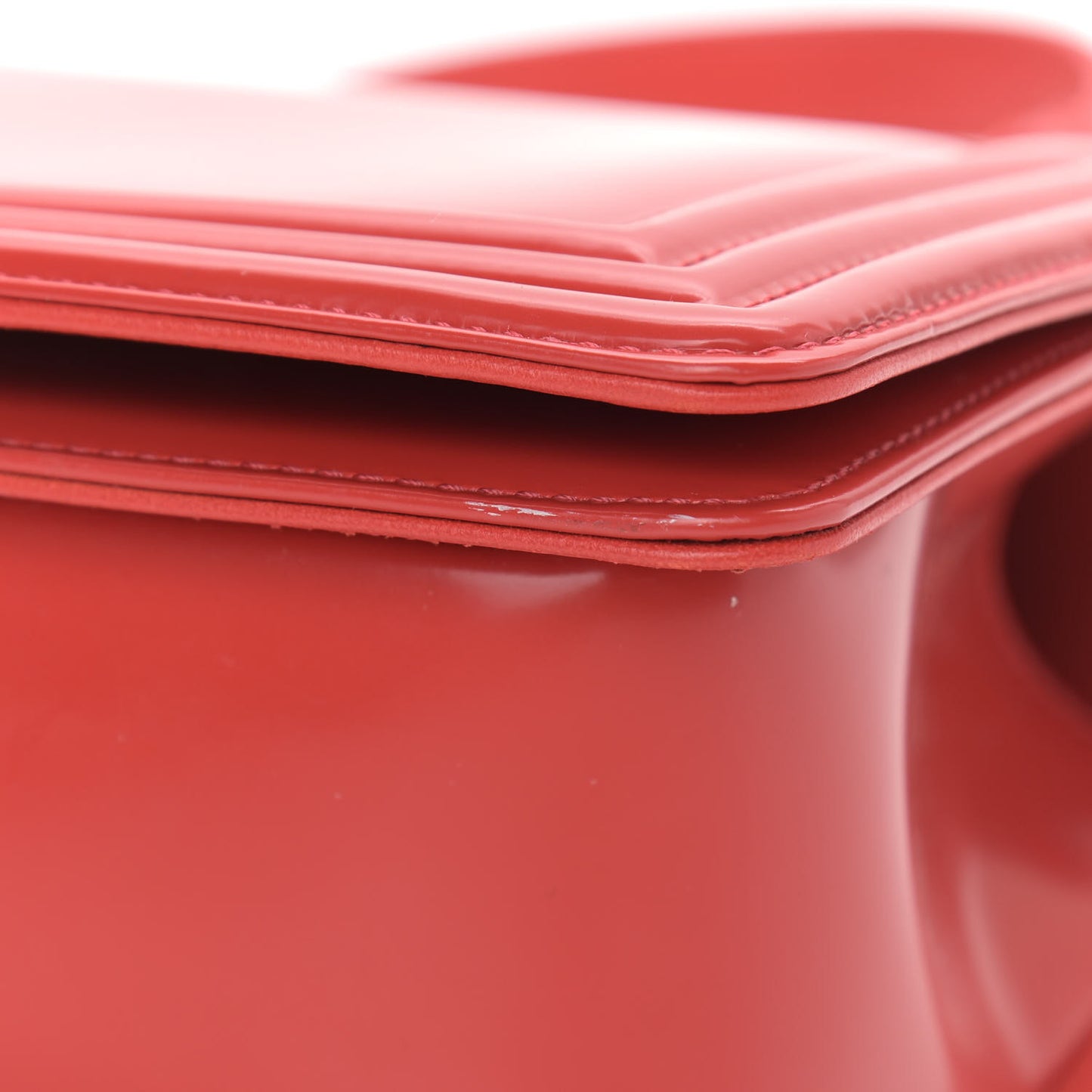 Glazed Calfskin Medium Boy Flap Red