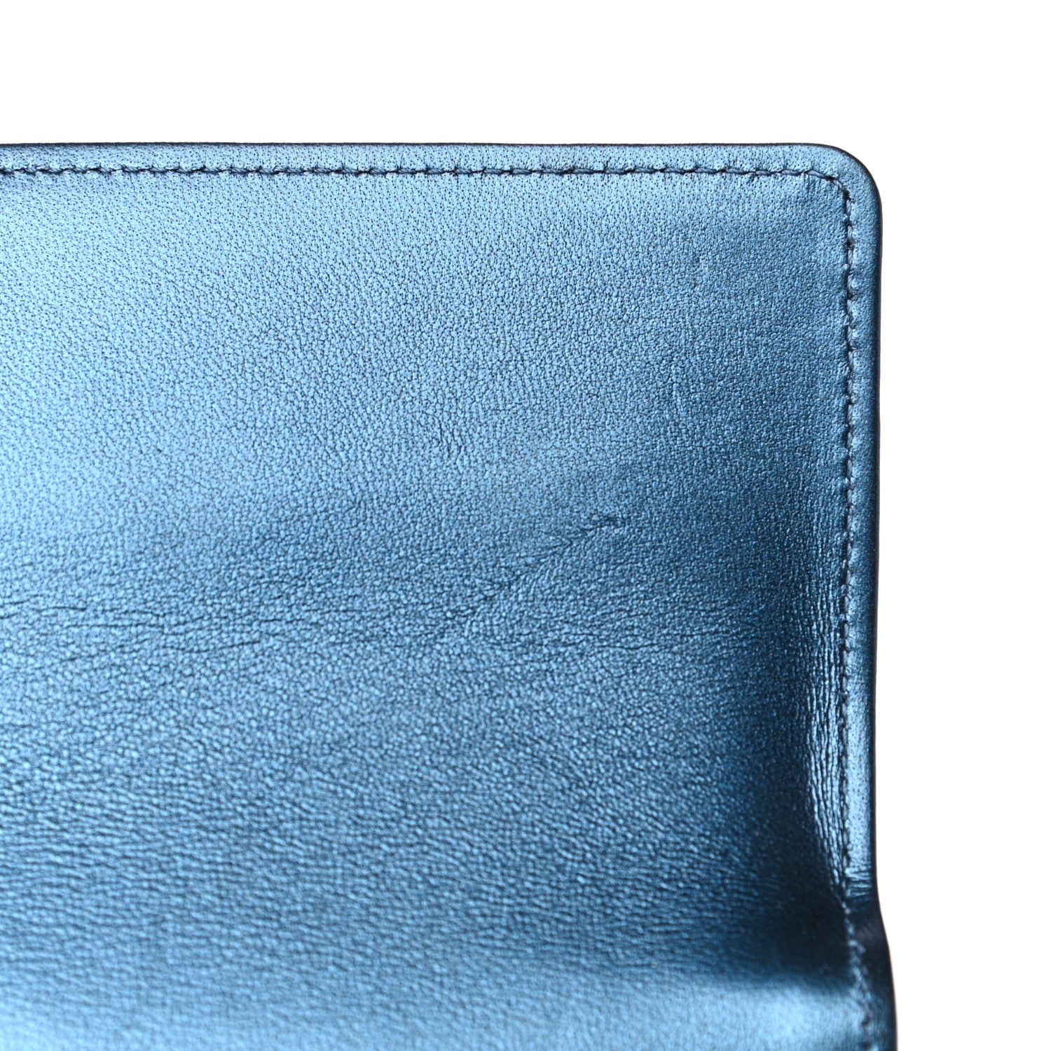 Chanel Metallic Lambskin Quilted Large Boy Gusset Flap Wallet Blue 15 of 19
