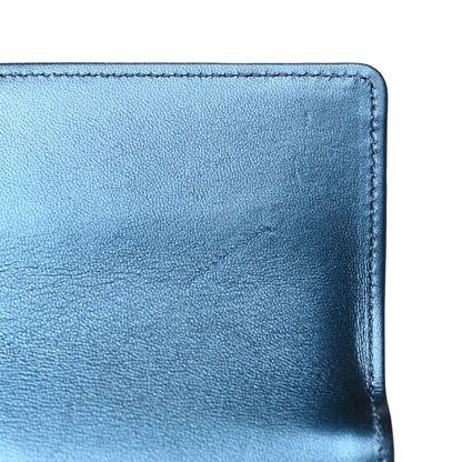 Chanel Metallic Lambskin Quilted Large Boy Gusset Flap Wallet Blue 15 of 19