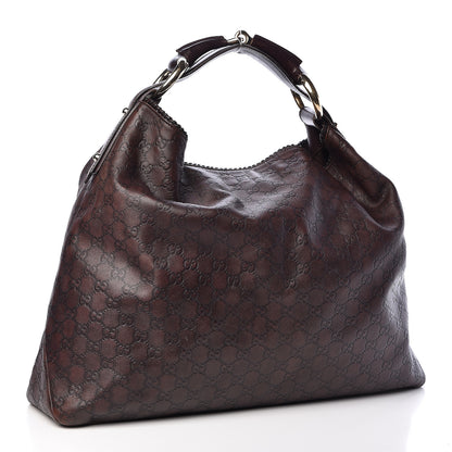 Gucci Guccissima Large Horsebit Chain Hobo Chocolate 3 of 10