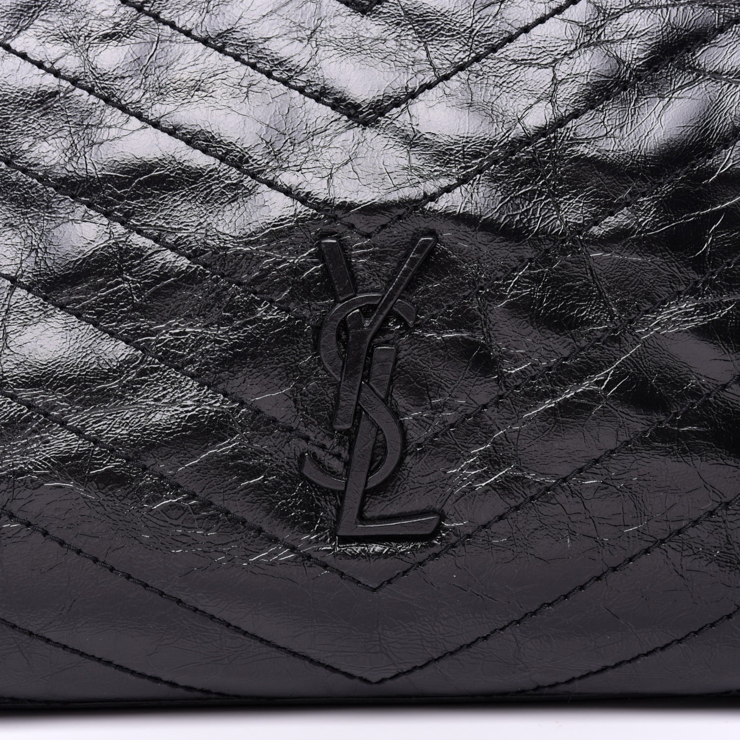 Crinkled Calfskin Matelasse Monogram Niki Shoulder Bag Black