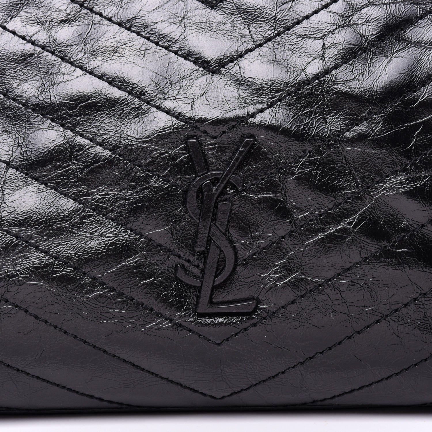 Saint Laurent Crinkled Calfskin Matelasse Monogram Niki Shoulder Bag Black 10 of 11