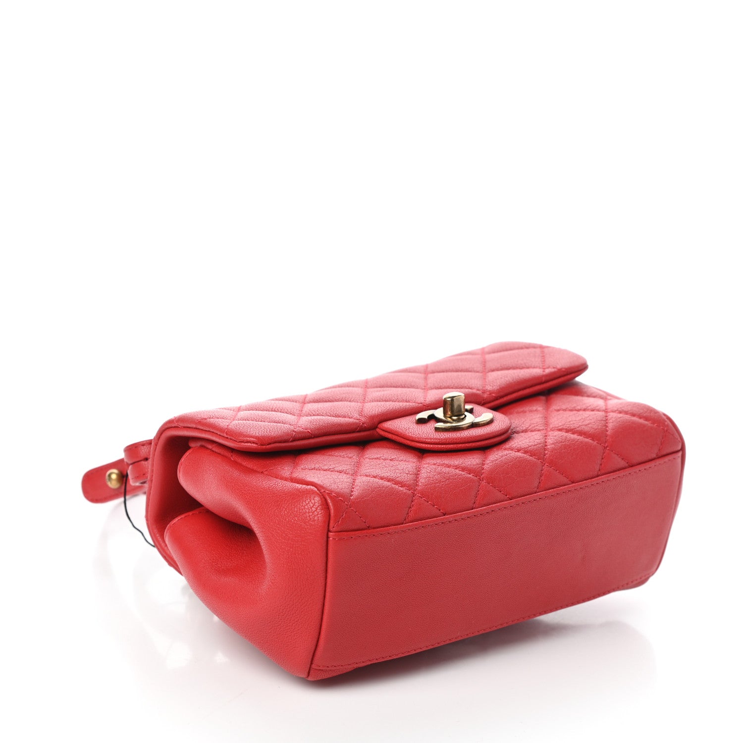 Chanel Shiny Sheepskin Quilted Mini Trapezio Flap Red 4 of 10