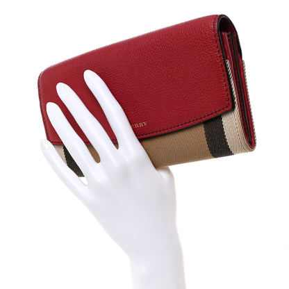 Burberry Calfskin Haymarket Check Henley Wallet Red 2 of 7