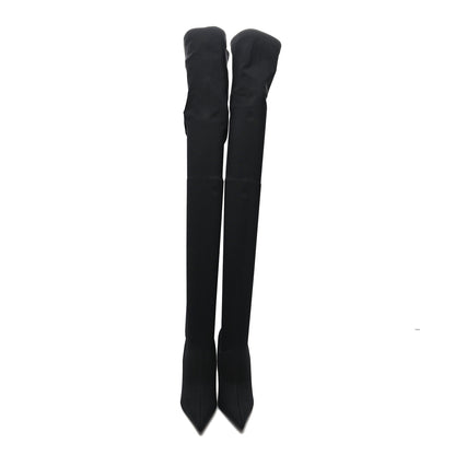 Balenciaga Spandex Pointed Toe Knife Thigh High Boots 38 Black 2 of 6
