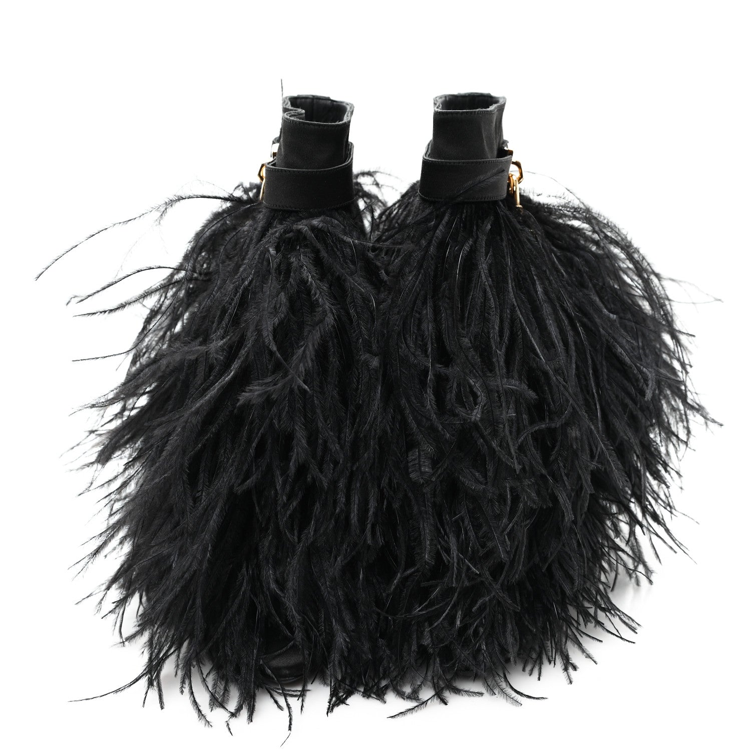 Givenchy Satin Ostrich Feather Shark Lock Ankle Boots 40 Black 3 of 8