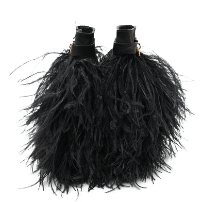 Givenchy Satin Ostrich Feather Shark Lock Ankle Boots 40 Black 3 of 8