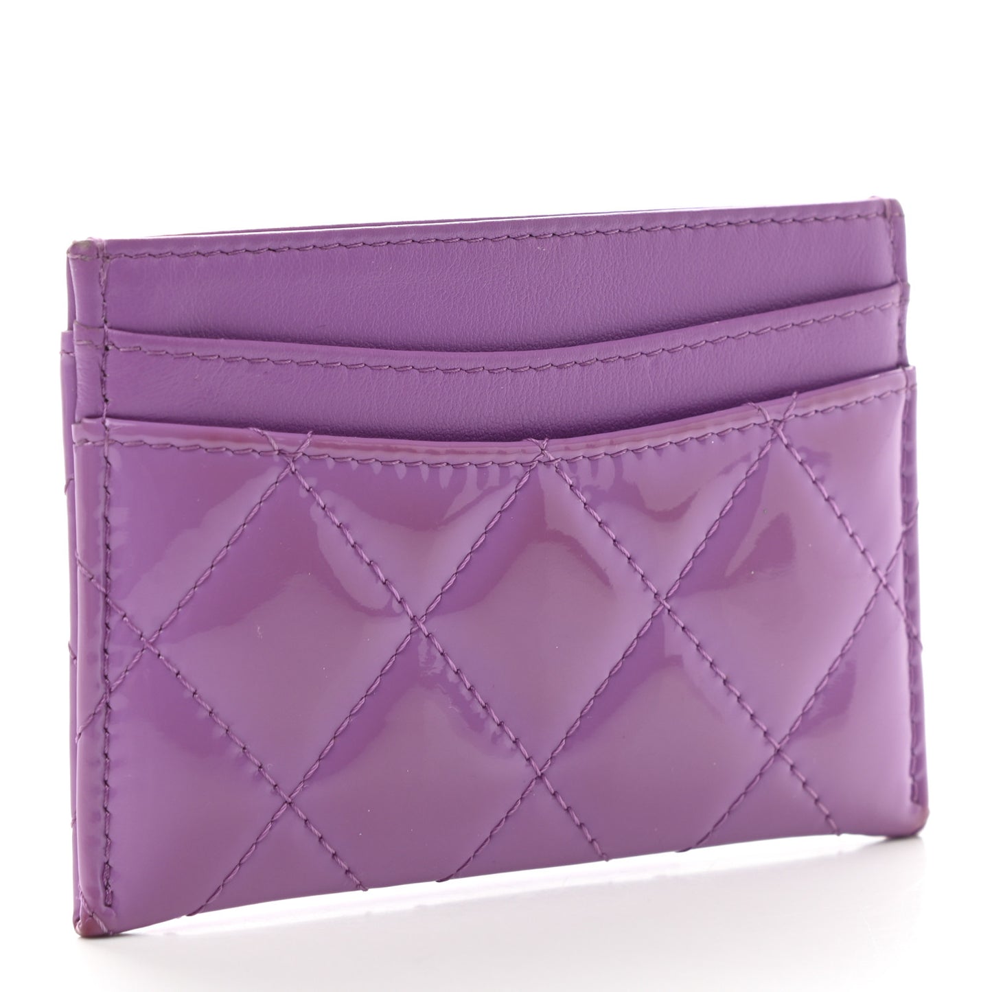 Patent Quilted Card Holder Purple