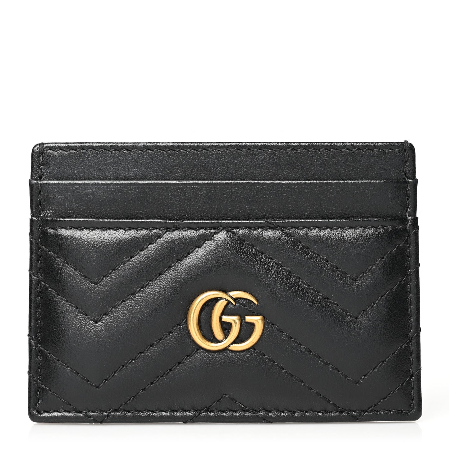 Calfskin Matelasse GG Marmont Card Holder Black