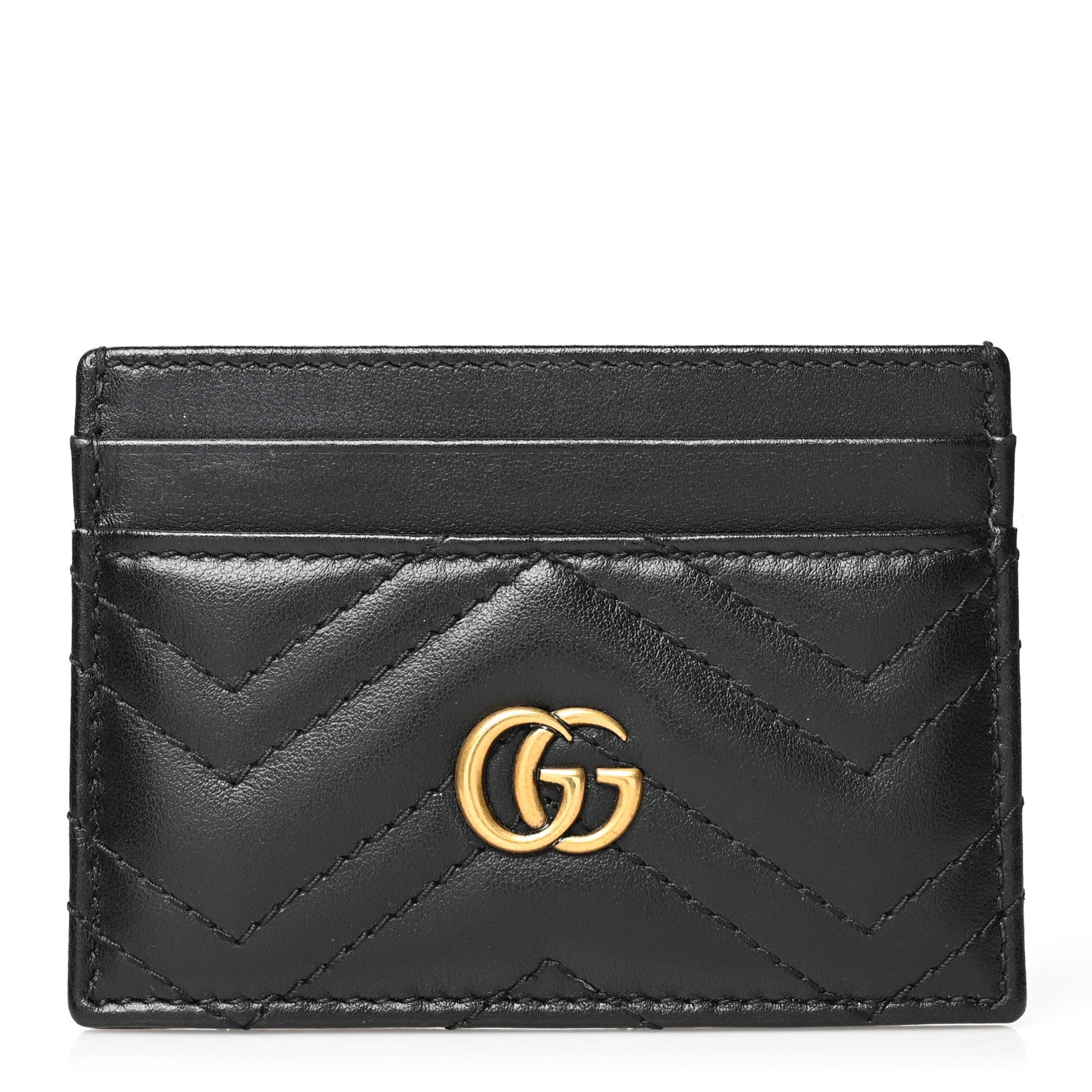 Gucci Calfskin Matelasse GG Marmont Card Holder Black 1 of 8