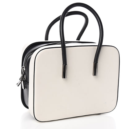 Tom Ford Calfskin Top Handle Bag White Black 3 of 13