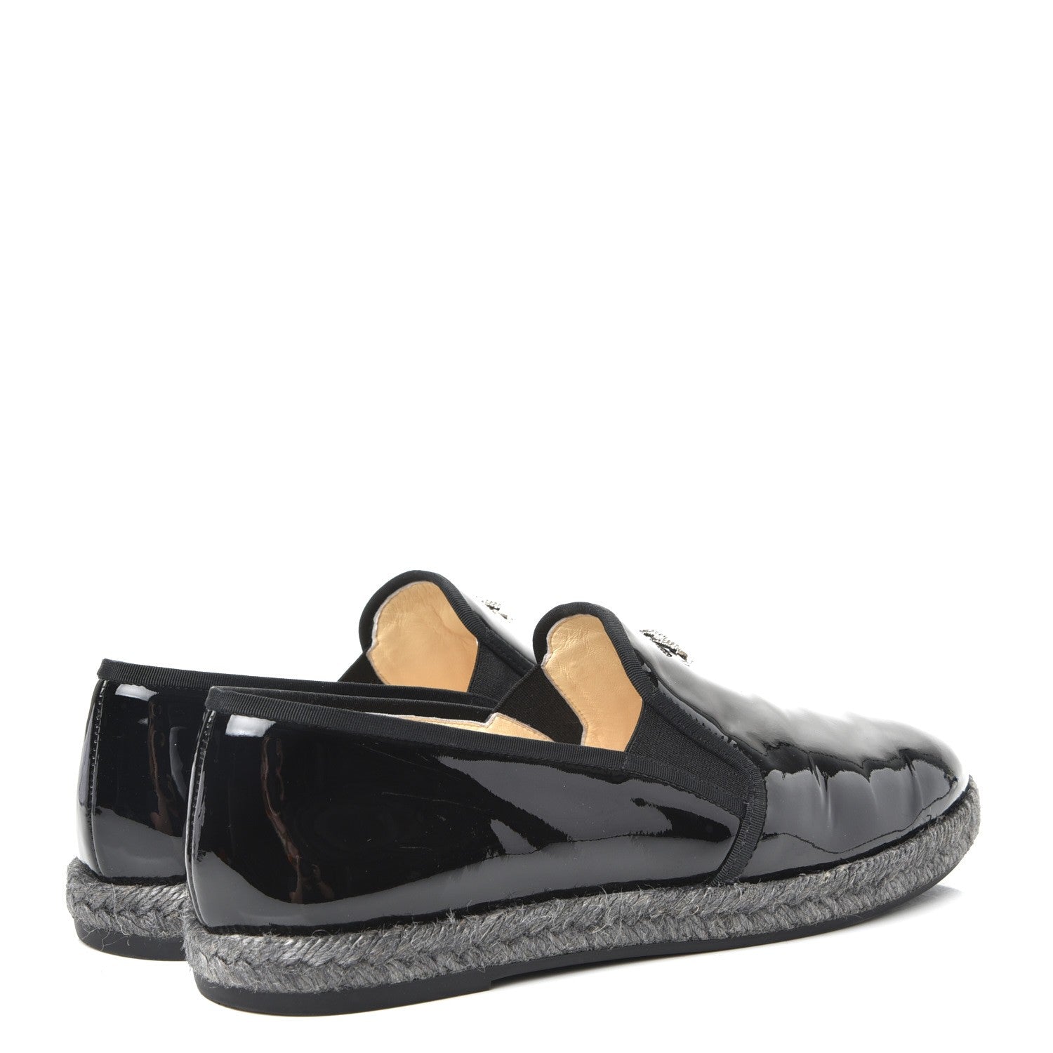 Chanel Patent Calfskin CC Mocassin Loafer Espadrilles 38 Black 4 of 10