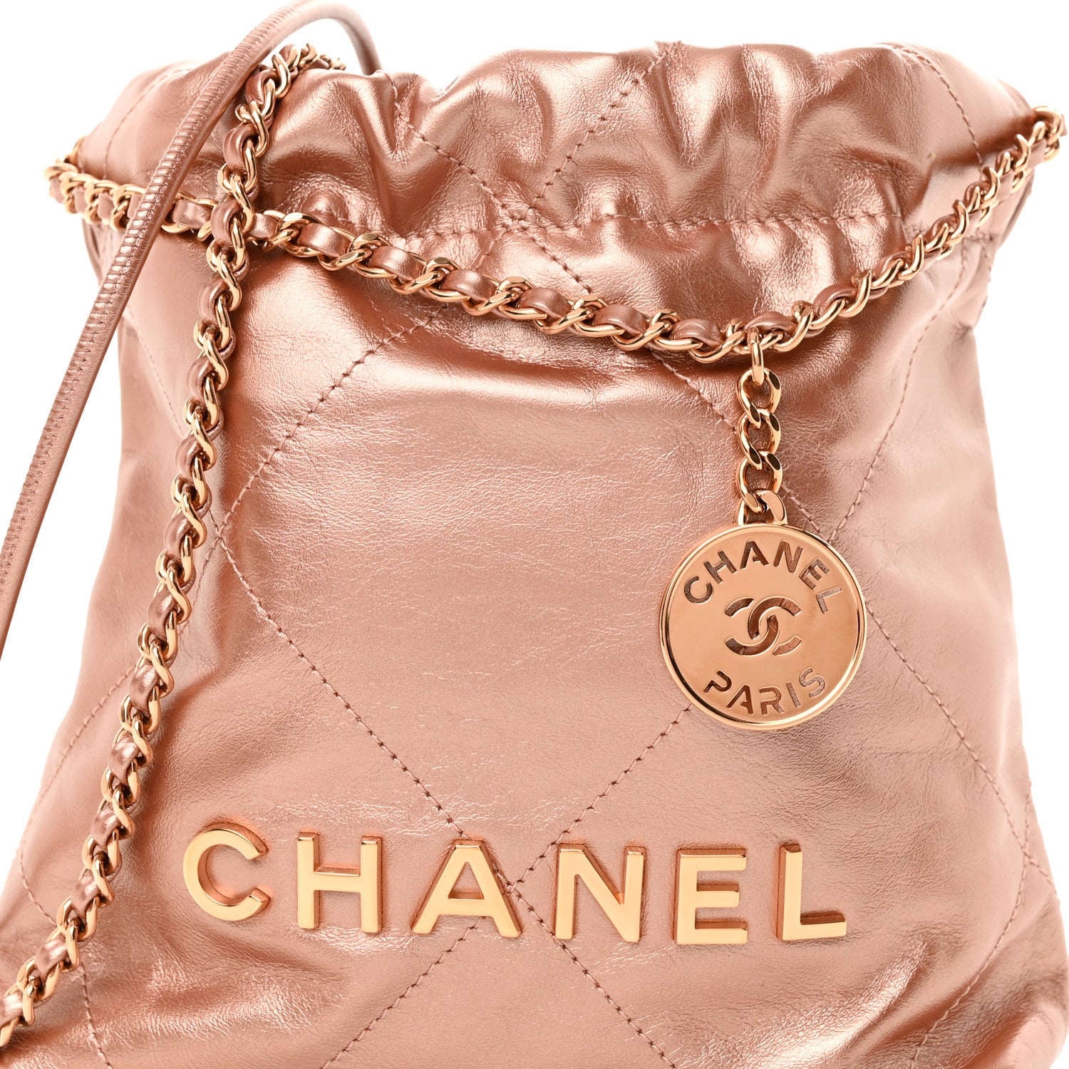 Chanel Metallic Calfskin Quilted Mini Chanel 22 Copper 8 of 11