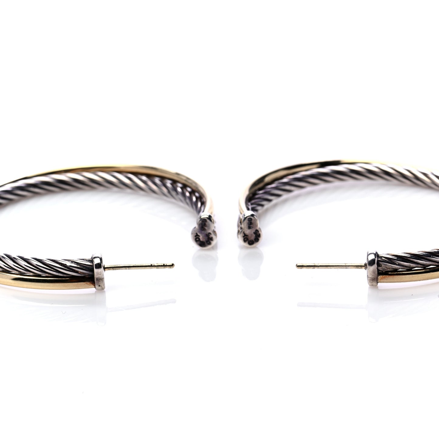 Sterling Silver 18K Yellow Gold 44mm Extra Large Crossover Cable Hoop Earrings