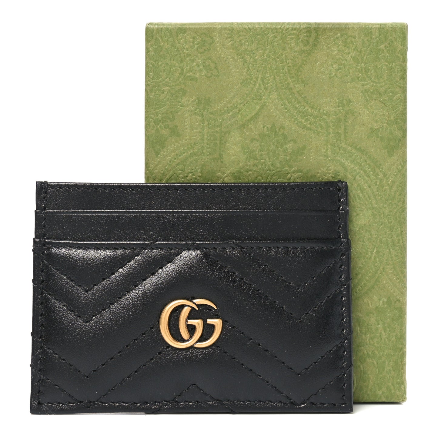 Calfskin Matelasse GG Marmont Card Holder Black