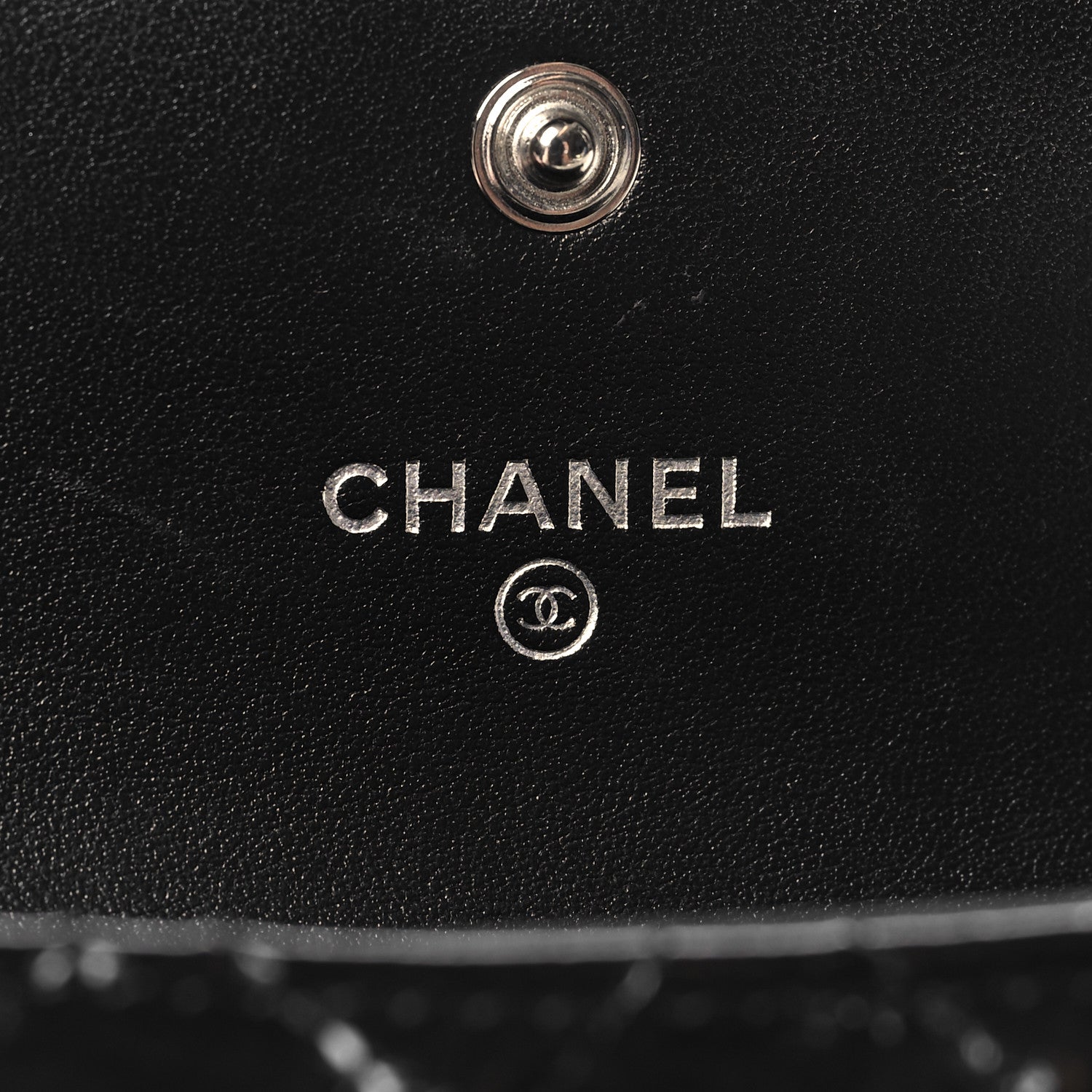 Chanel Distressed Patent Quilted Boy Flap Card Holder Wallet Black 6 of 8