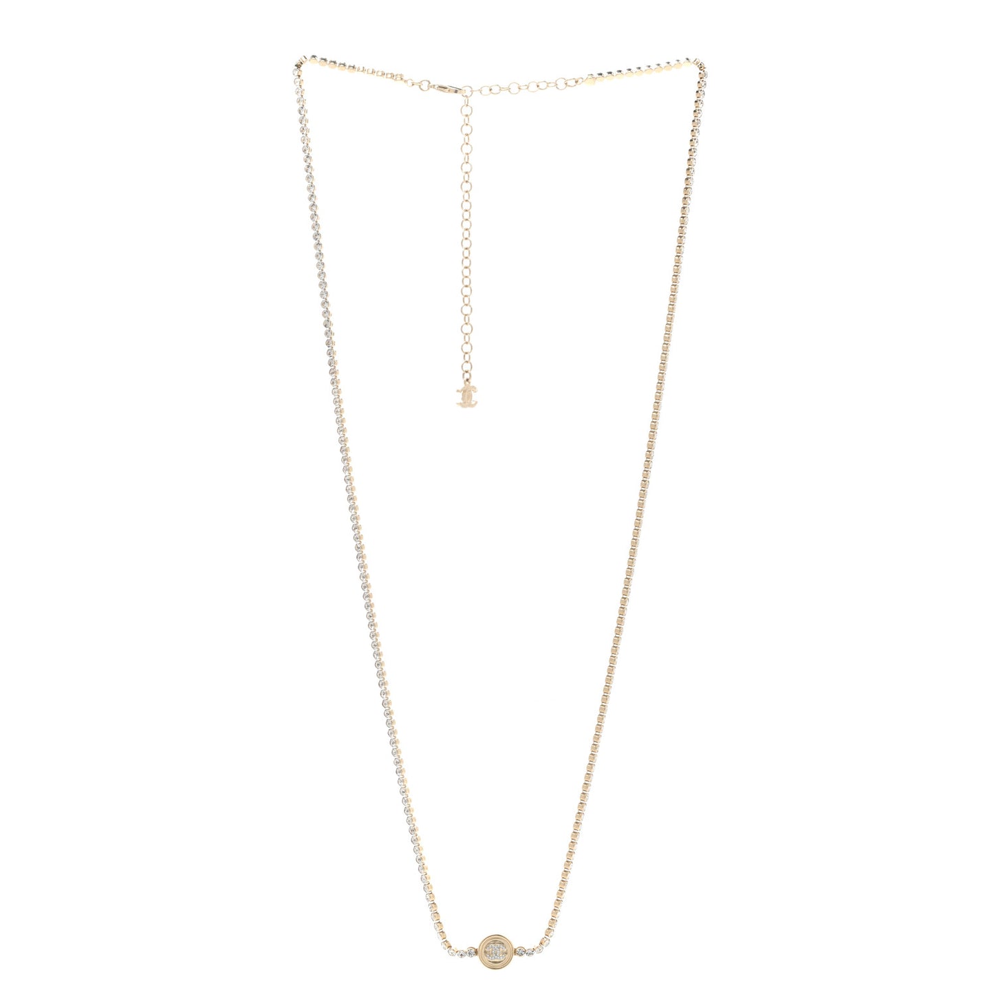 Crystal CC Chain Long Necklace Gold