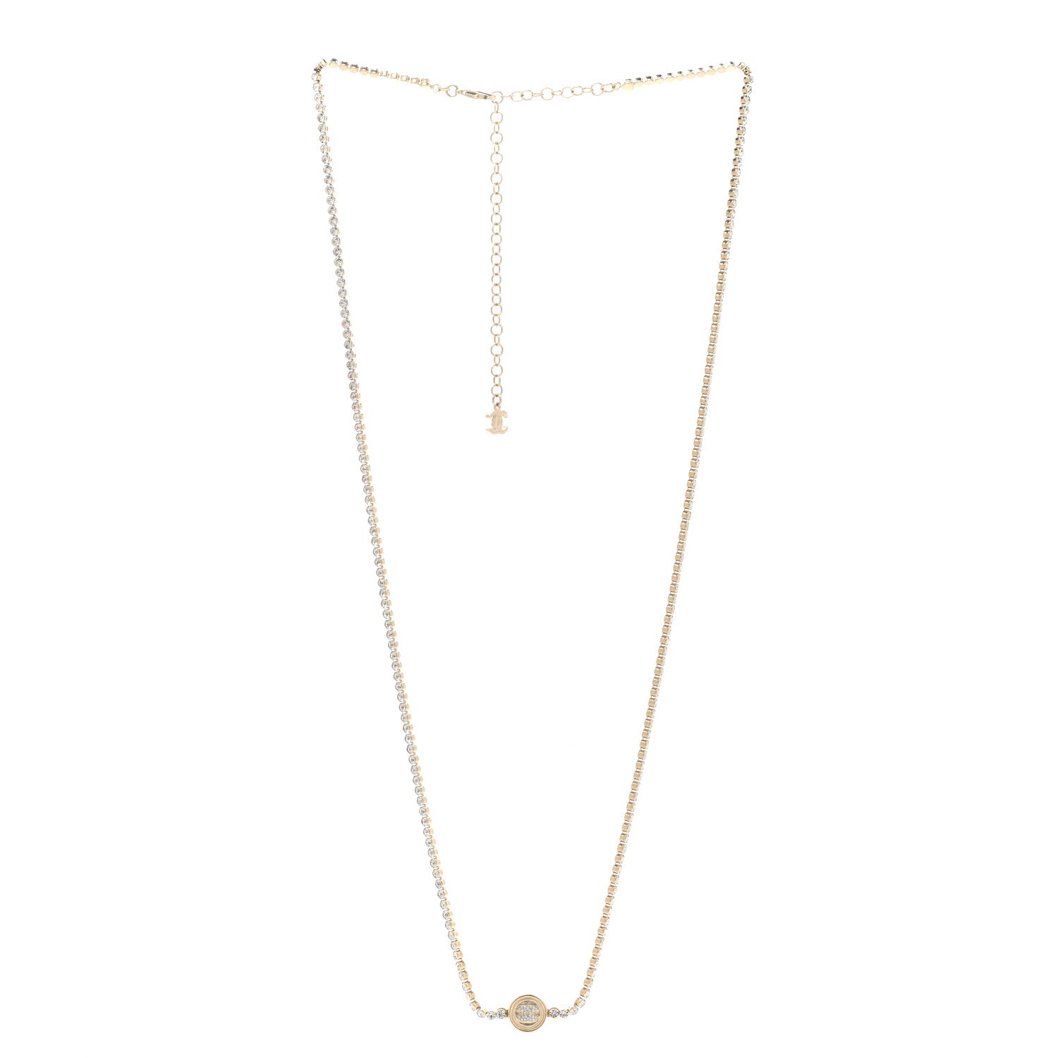 Chanel Crystal CC Chain Long Necklace Gold 3 of 6