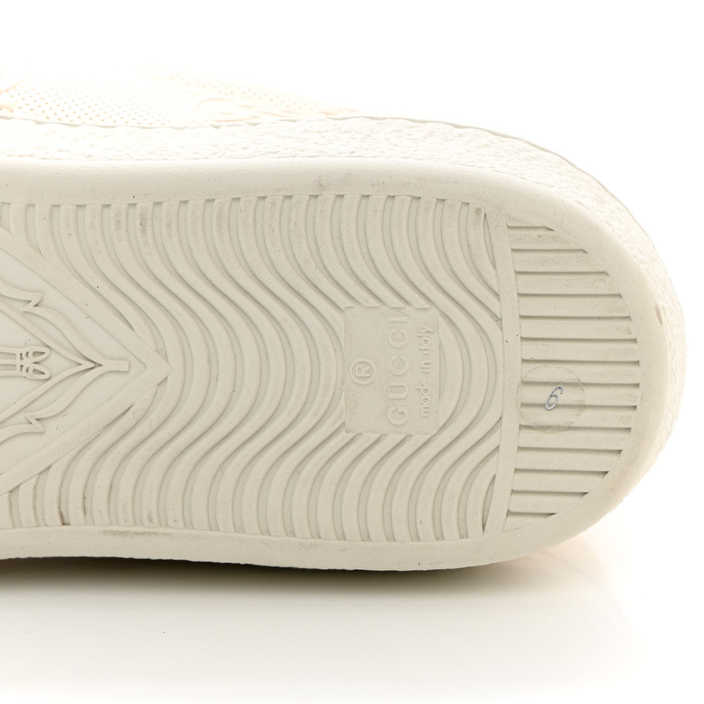 Calfskin GG Tennis Embossed Mens Ace Sneakers 9 Mystic White