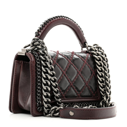 Chanel Shiny Goatskin Quilted Small Boy Top Handle Flap Burgundy 3 of 11