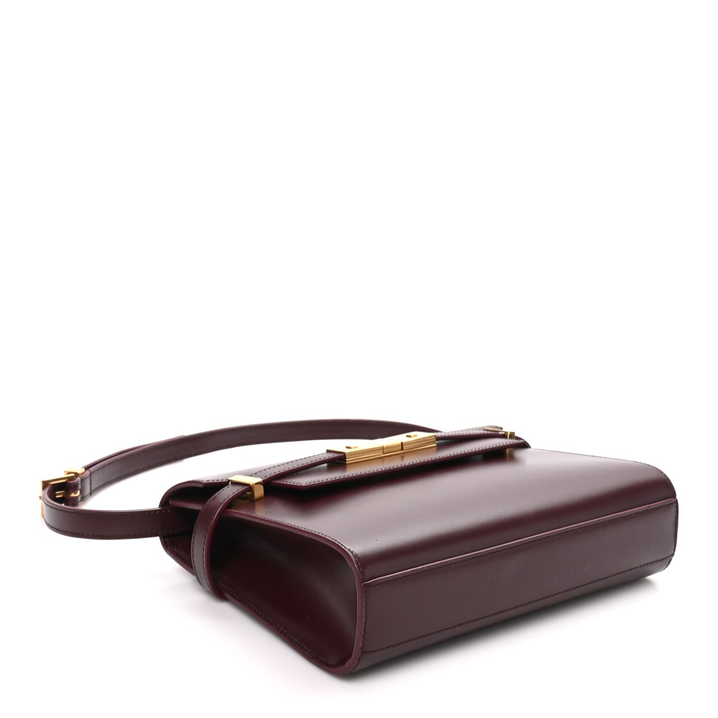 Smooth Calfskin Small Manhattan Shoulder Bag Hot Wine