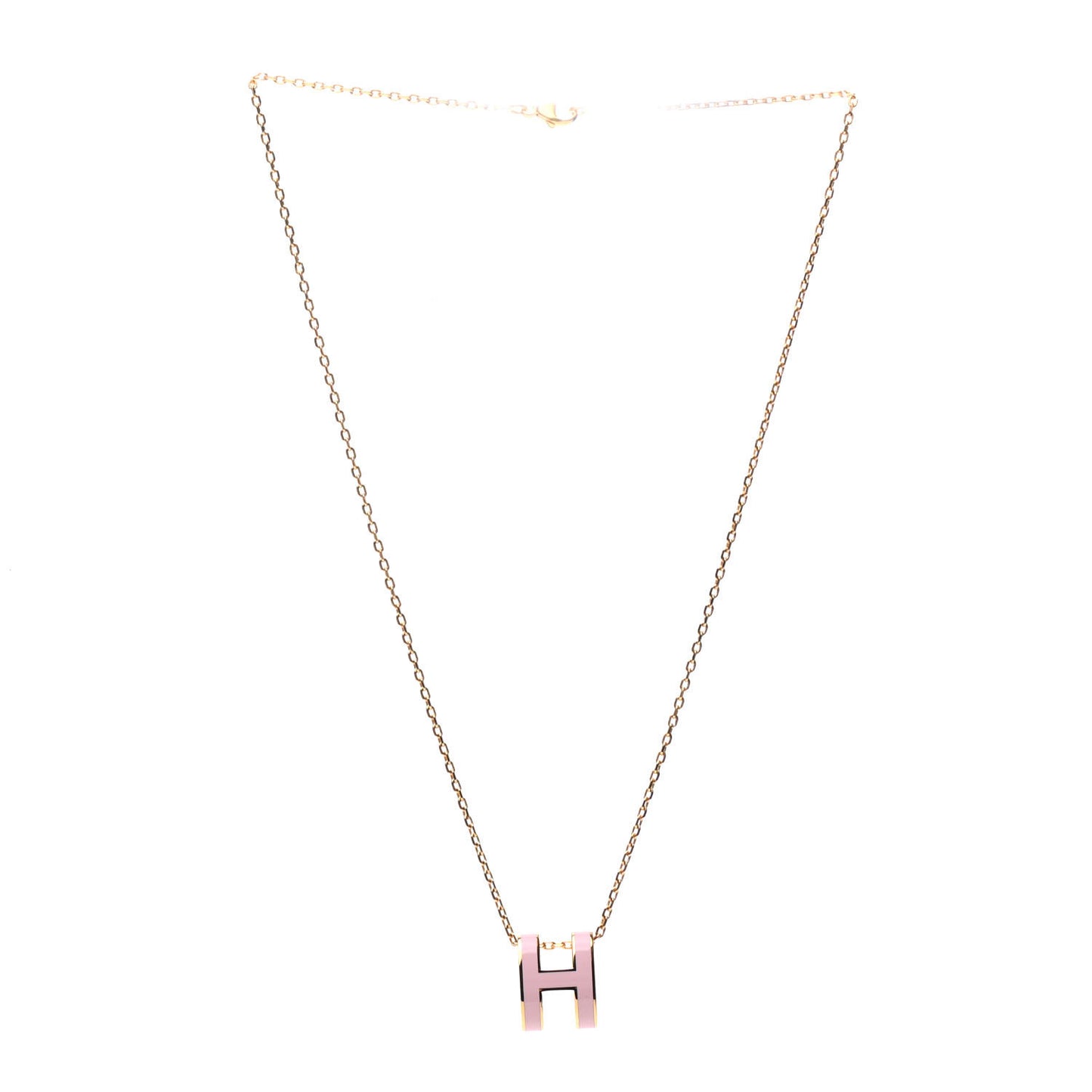 Lacquered Rose Gold Pop H Pendant Necklace Rose Dragee
