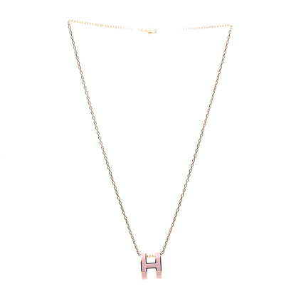 Hermes Lacquered Rose Gold Pop H Pendant Necklace Rose Dragee 3 of 7