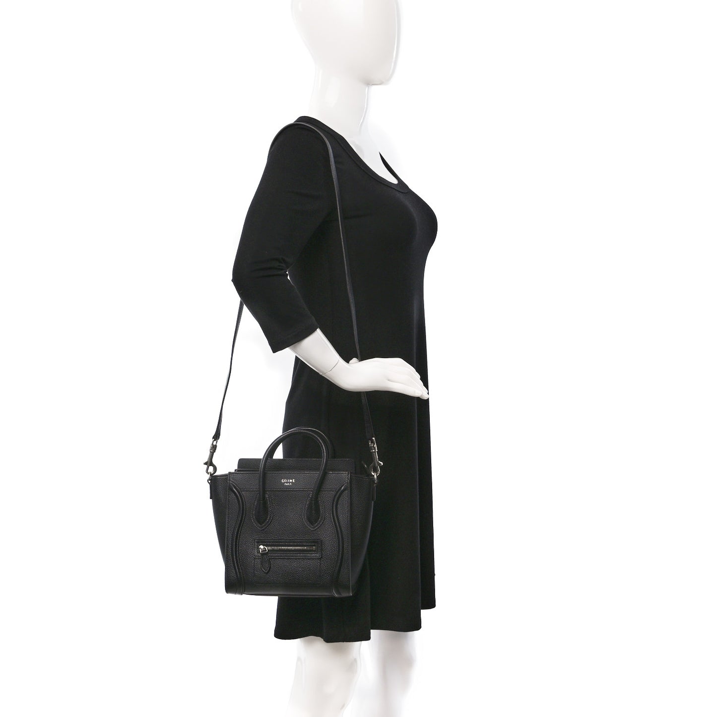 Drummed Calfskin Nano Luggage Black