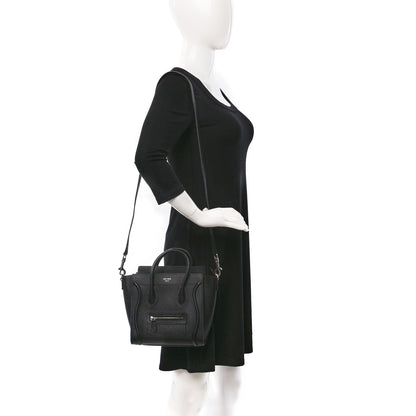 Celine Drummed Calfskin Nano Luggage Black 2 of 8