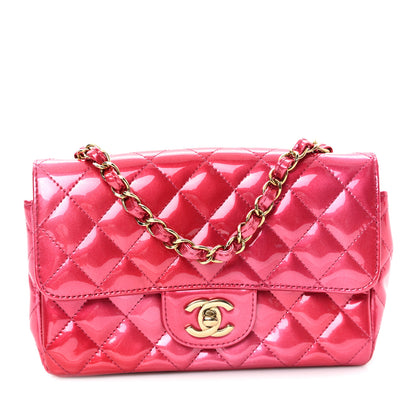 Chanel Shaded Patent Calfskin Quilted Mini Rectangular Flap Pink Dark Pink 1 of 10