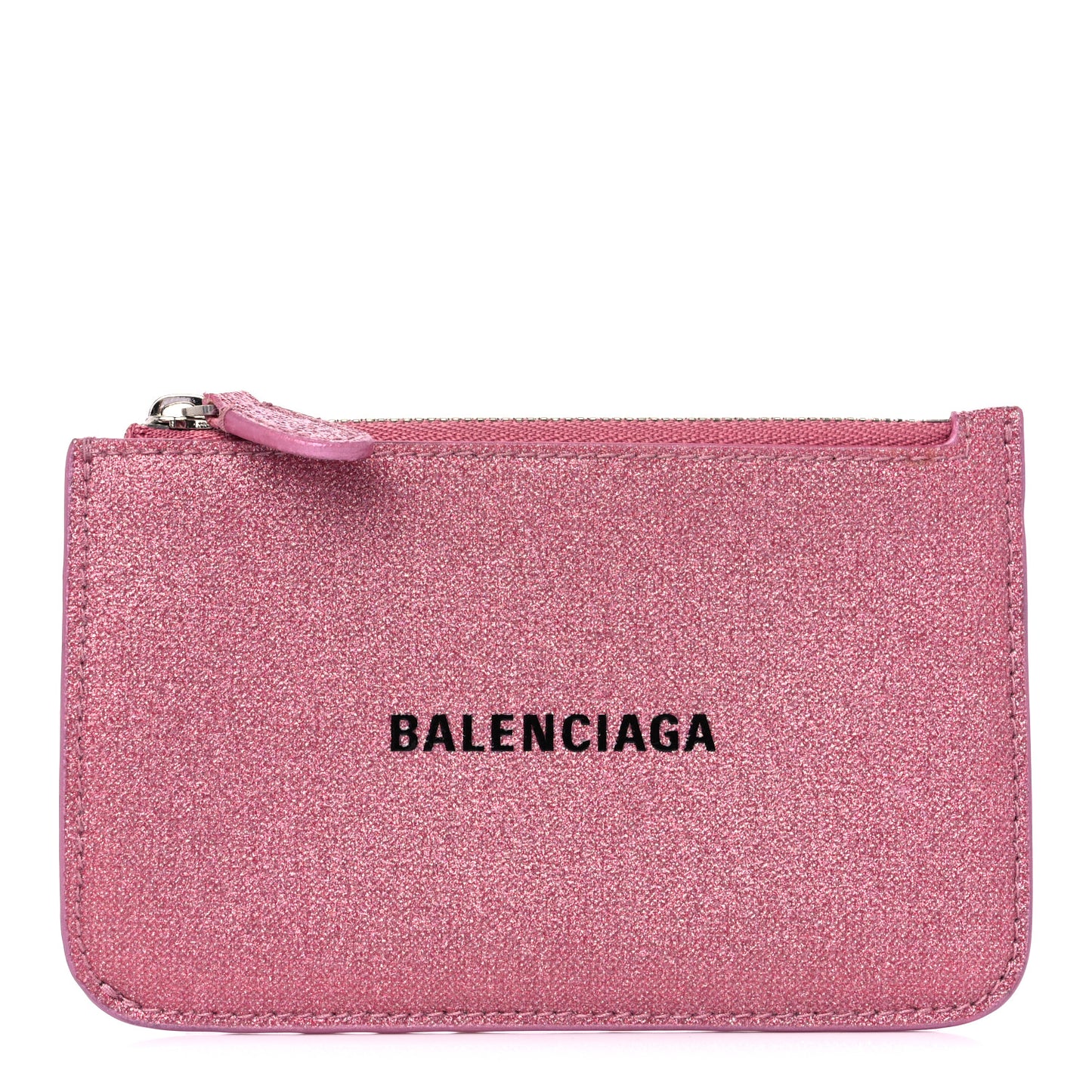 Sparkling Fabric Logo Large Cash Long Coin Card Holder Sweet Pink Black