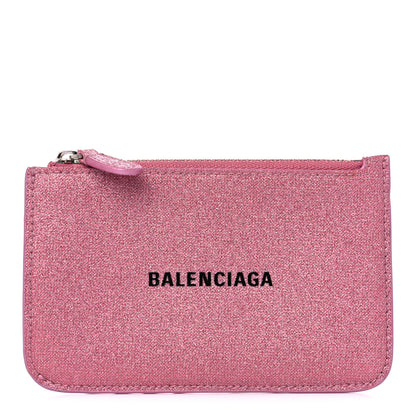Balenciaga Sparkling Fabric Logo Large Cash Long Coin Card Holder Sweet Pink Black 1 of 8