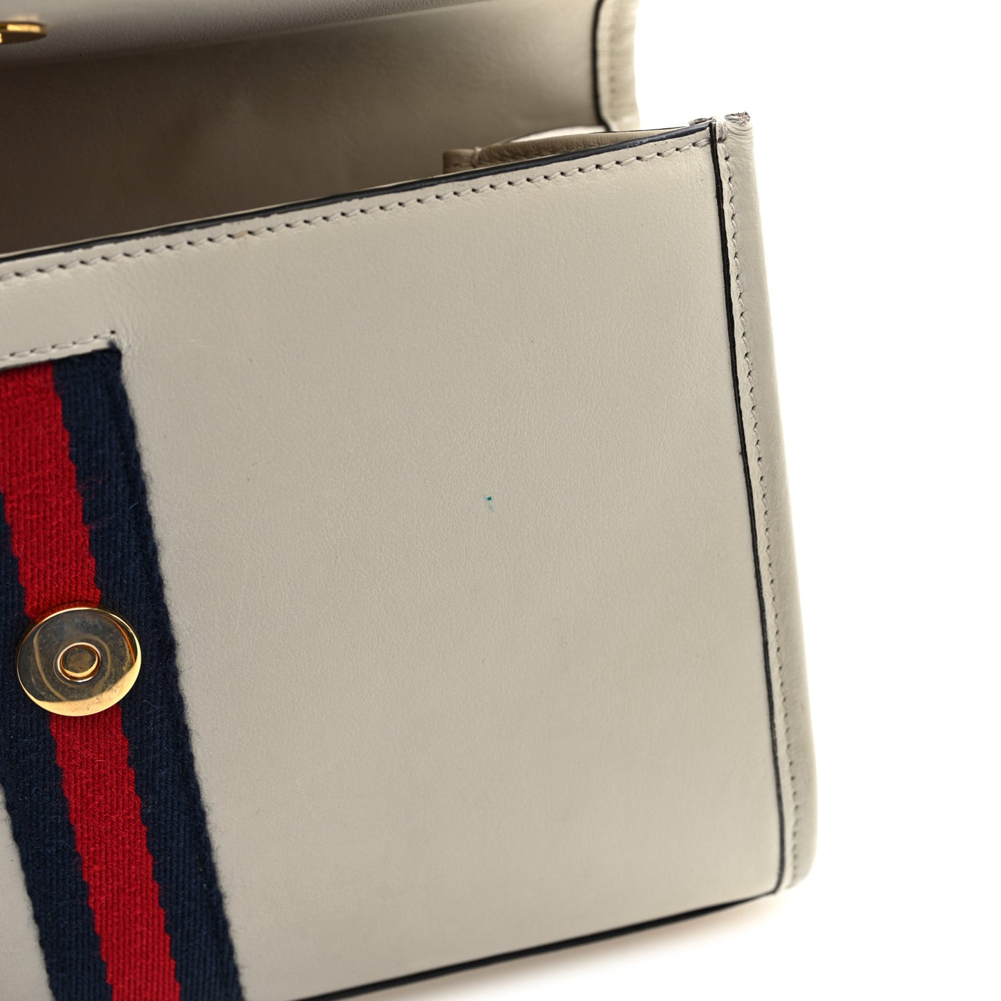Textured Calfskin Web Small Rajah Slim Flap Shoulder Bag Mystic White