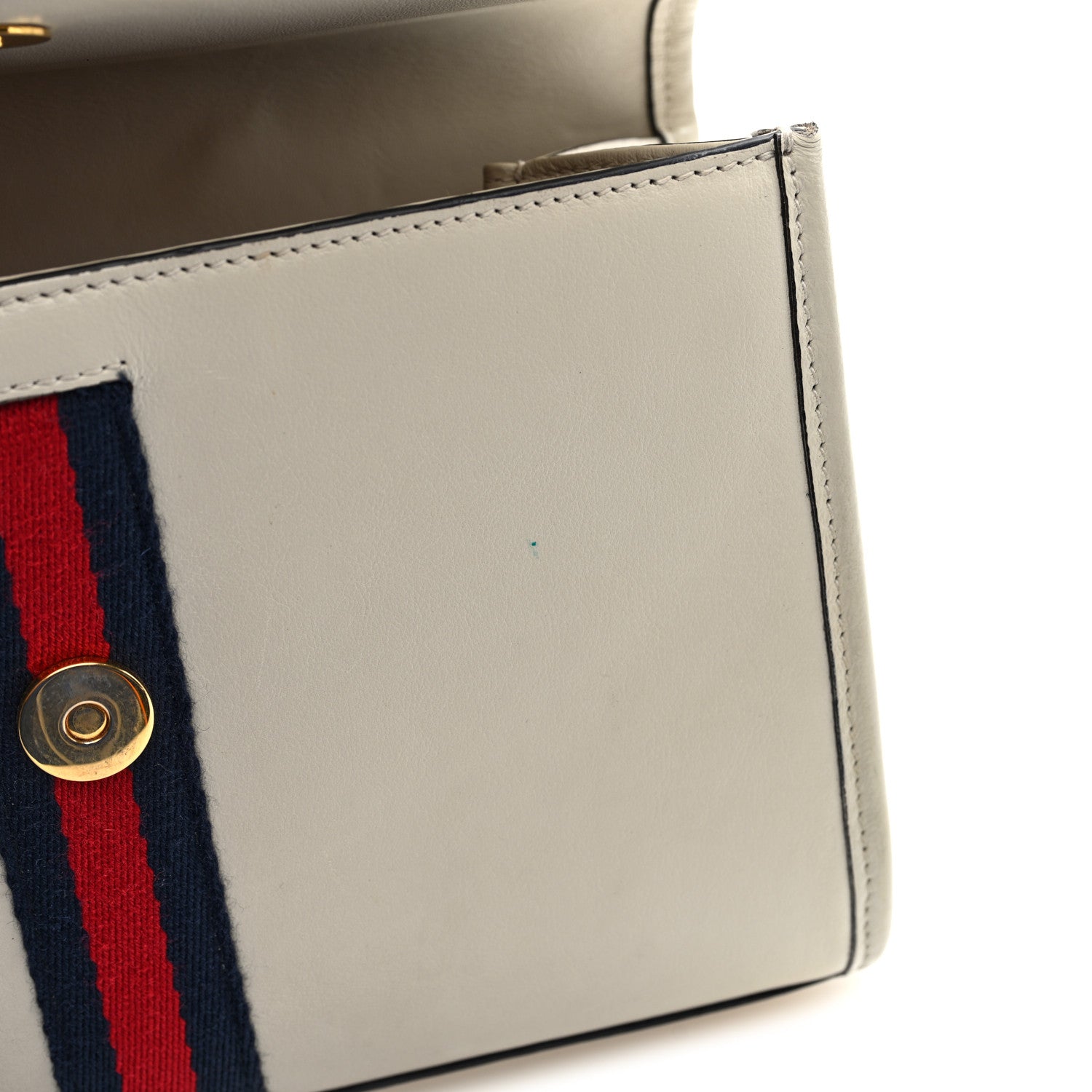 Gucci Textured Calfskin Web Small Rajah Slim Flap Shoulder Bag Mystic White 11 of 11