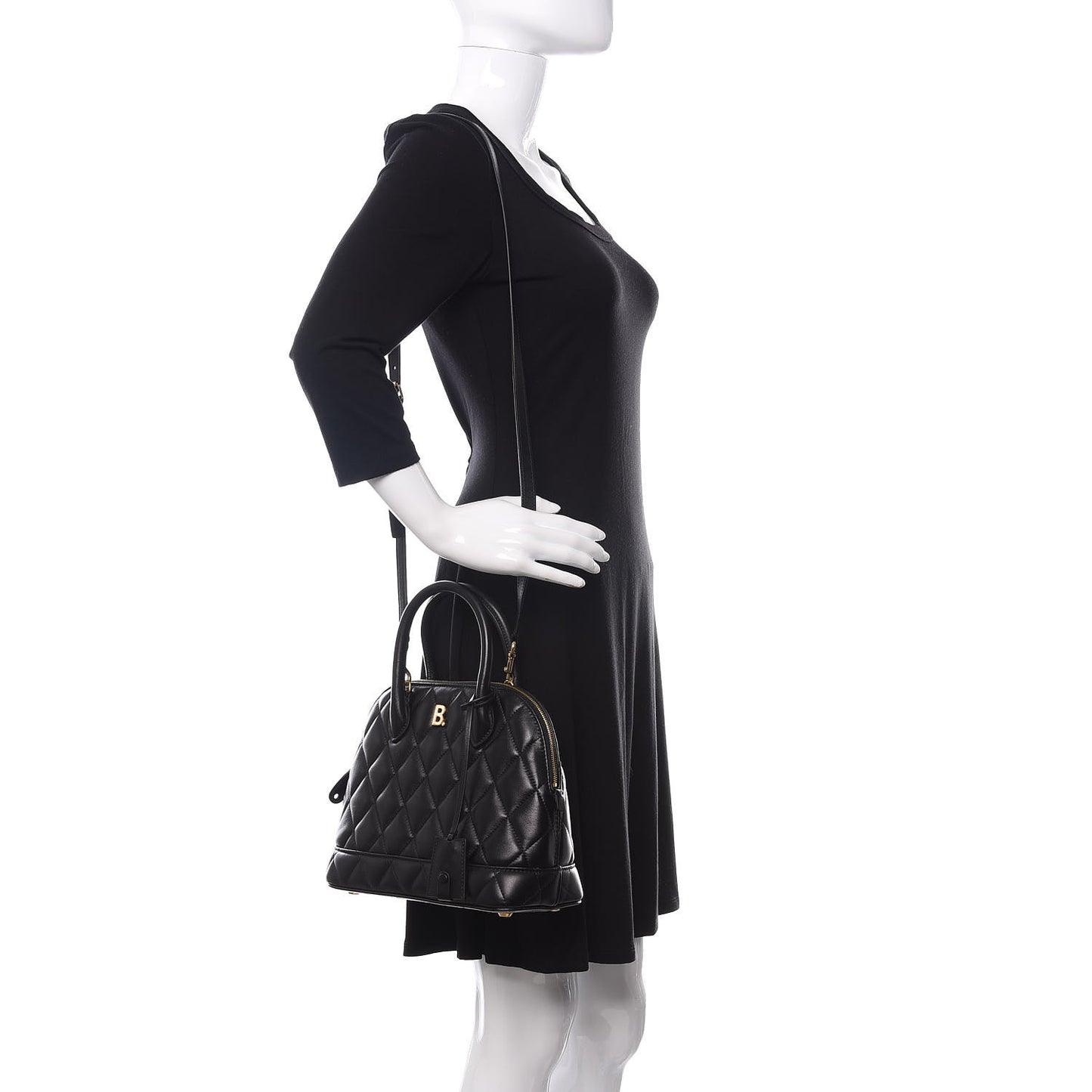Nappa Calfskin Quilted Small Ville Top Handle Bag Black