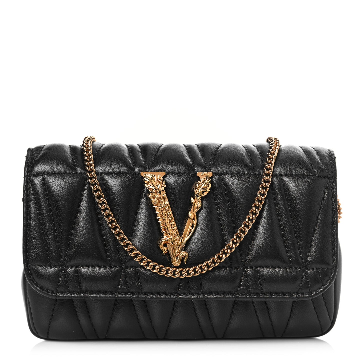 Nappa Quilted Virtus Evening Bag Black