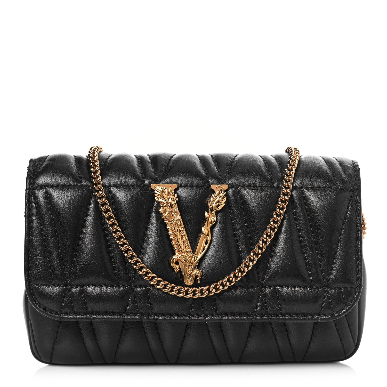 Versace Nappa Quilted Virtus Evening Bag Black 1 of 9