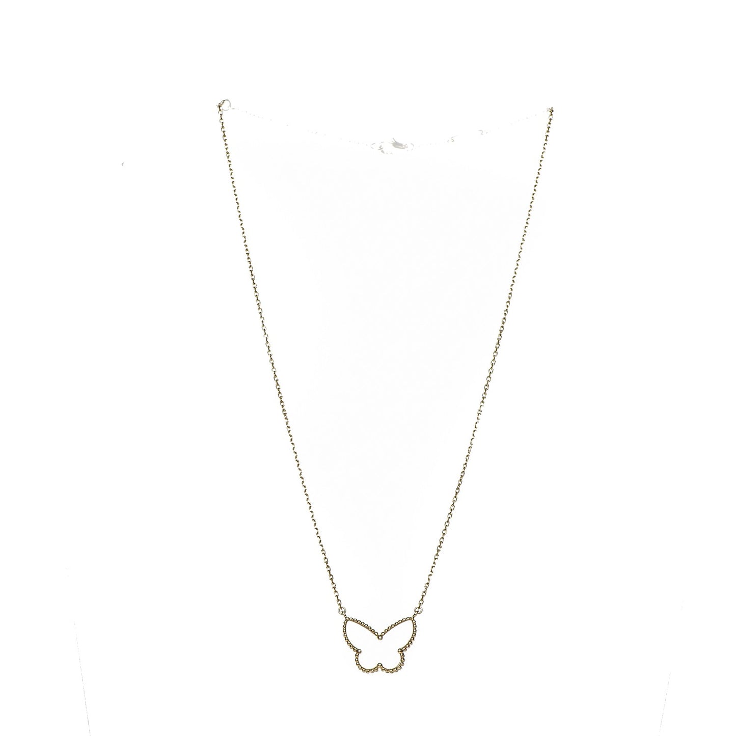 18K Yellow Gold Mother of Pearl Lucky Alhambra Butterfly Pendant Necklace