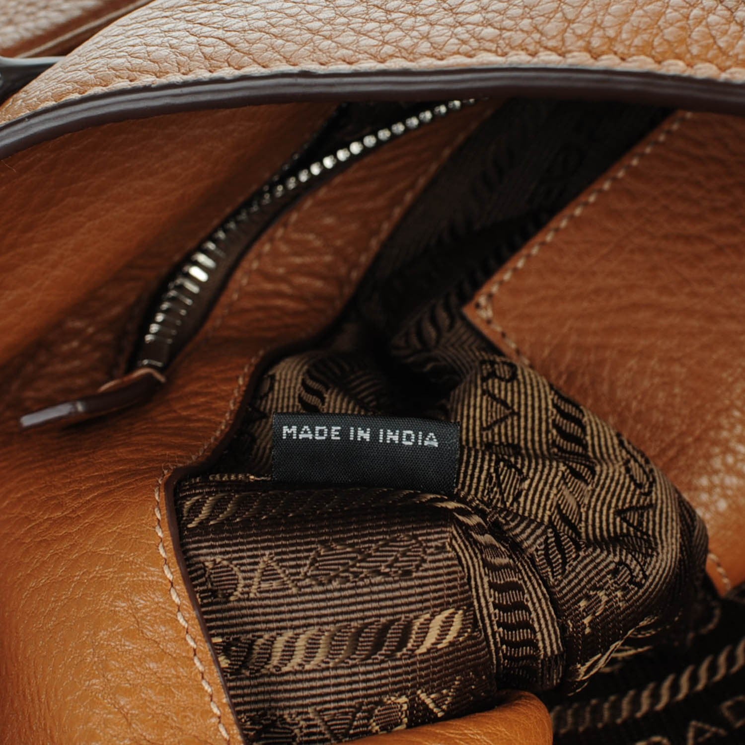 Prada Vitello Phenix Side Zip Shopping Tote Cannella 8 of 8