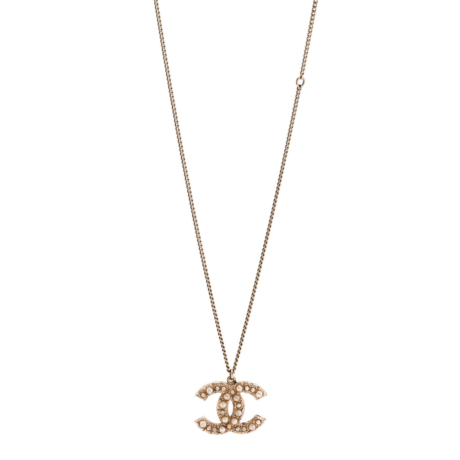 Chanel Pearl CC Pendant Necklace Gold 1 of 6