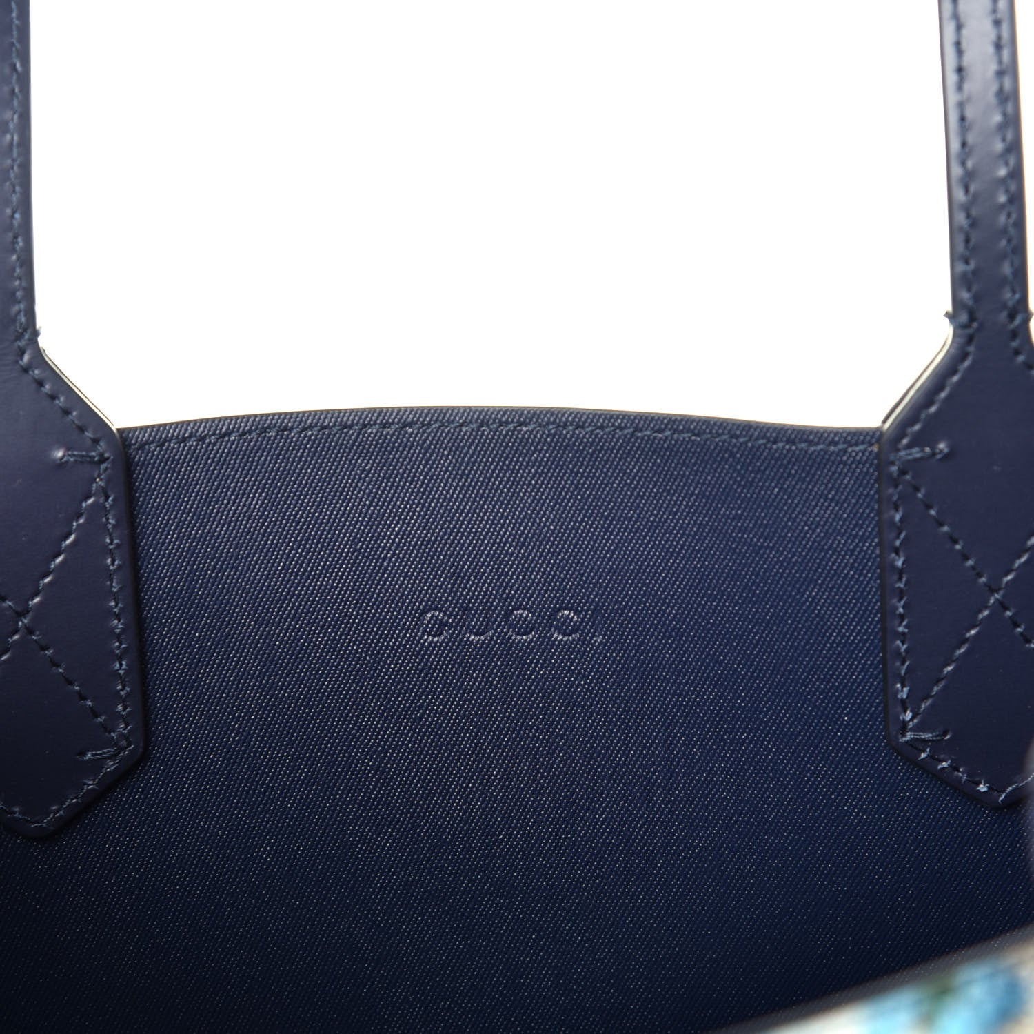 Gucci GG Supreme Monogram Blooms Small Reversible Tote Beige Blue Navy 11 of 17