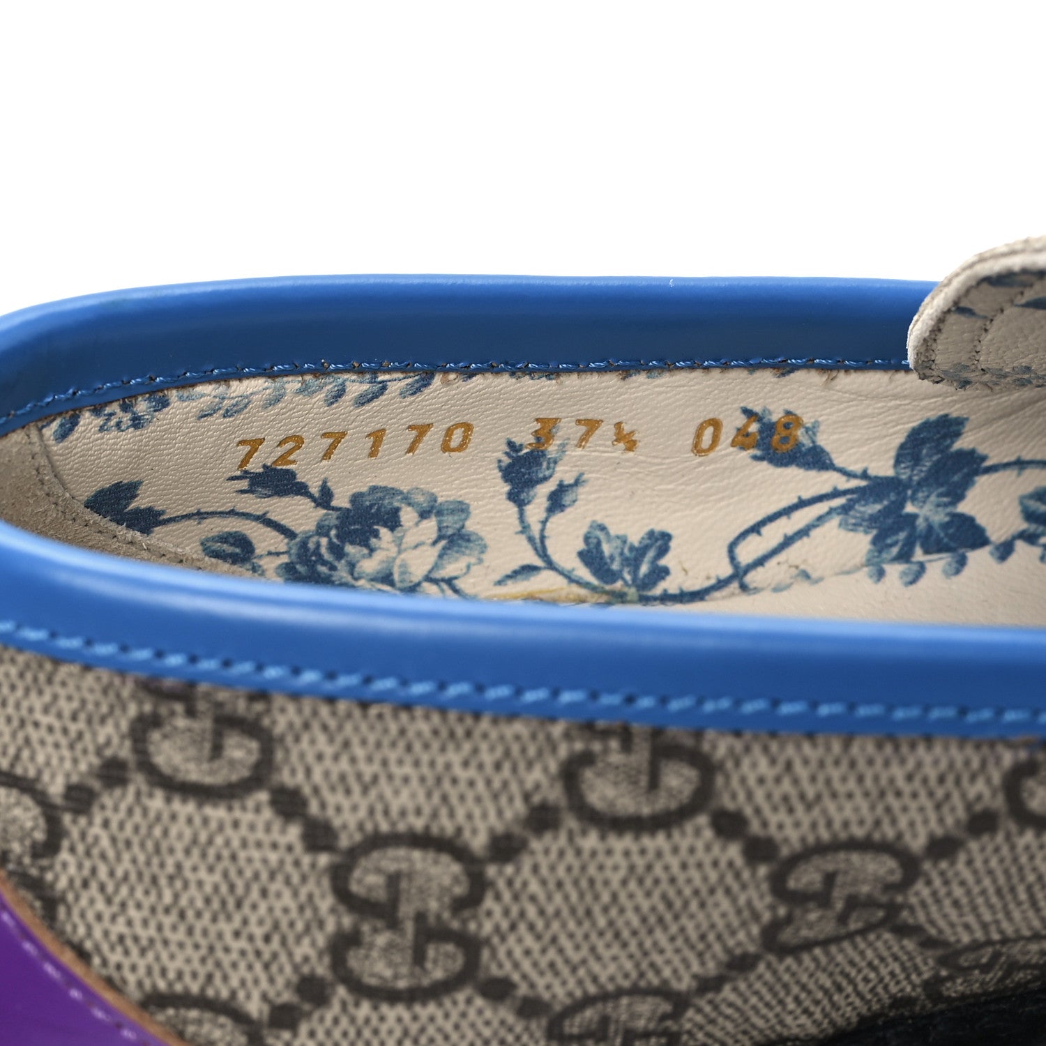 Gucci GG Supreme Monogram Cordovan Lux Womens Harald Horsebit 25mm Platform Loafers 37.5 Beige Sugar Pink Crop Shine Purple Marine 9 of 9