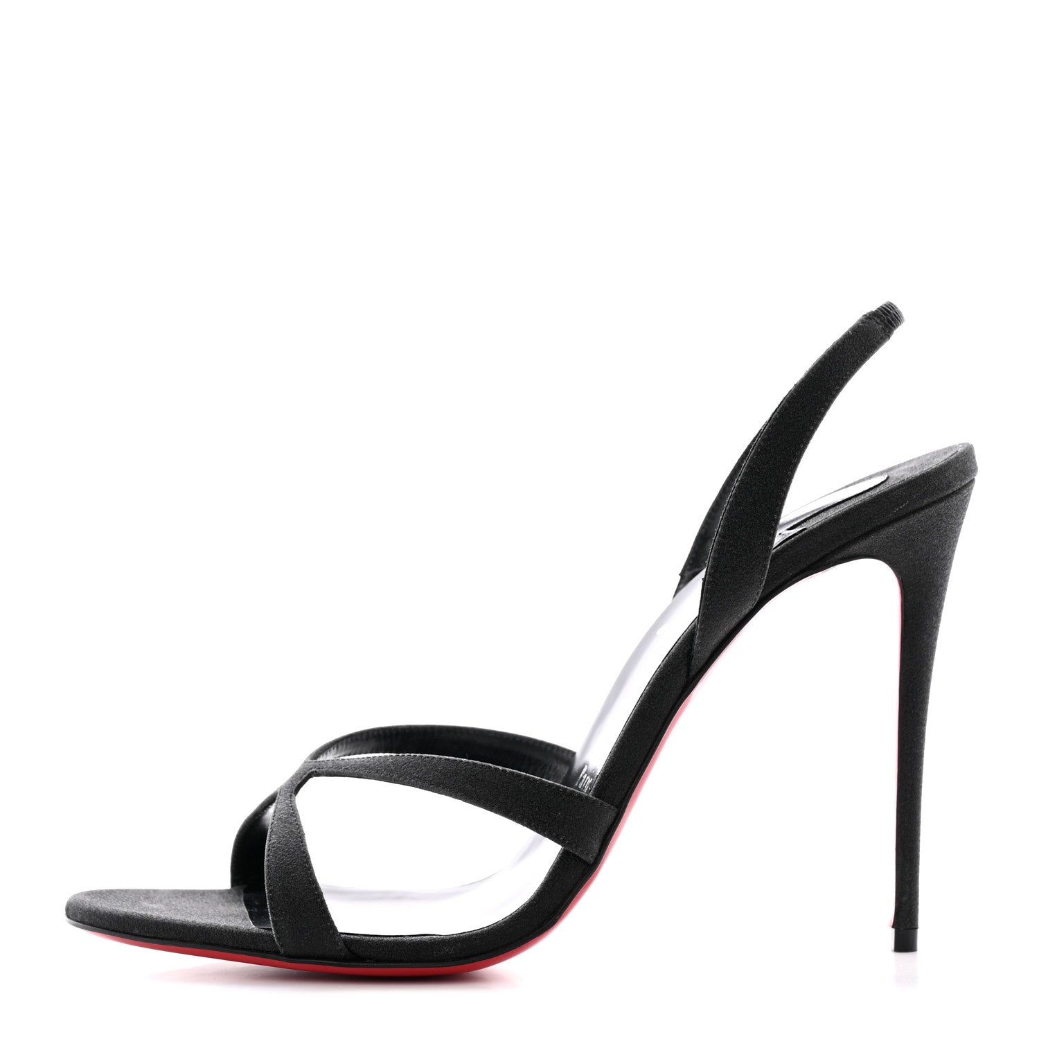 Christian Louboutin Glitter Calfskin Emilie 100 Slingback Sandals 39.5 Black 1 of 18