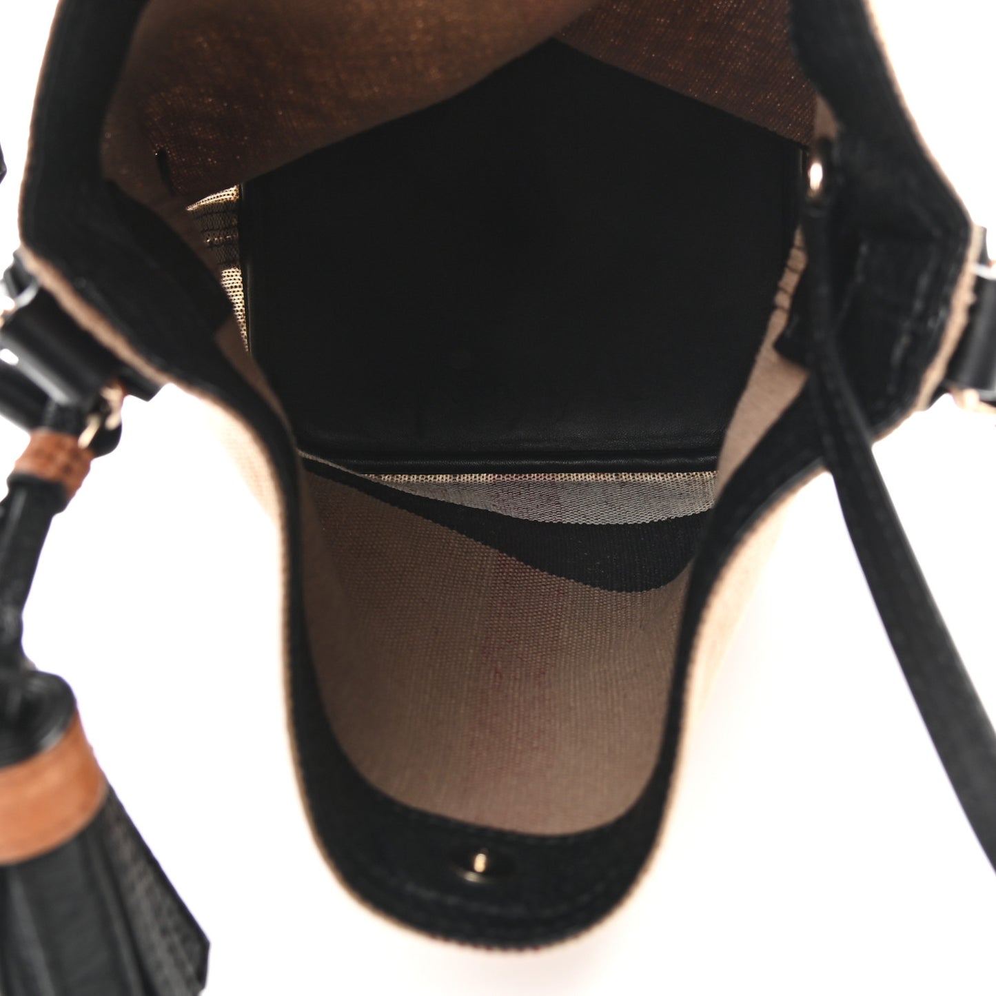 Canvas Mega Check Mini Ashby Tassel Crossbody Black