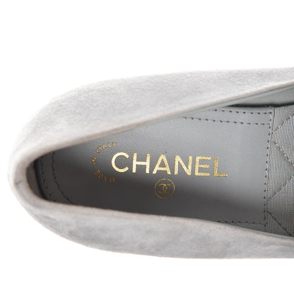 Chanel Suede Calfskin Camellia Ballerina Pumps 37.5 Light Blue 8 of 15