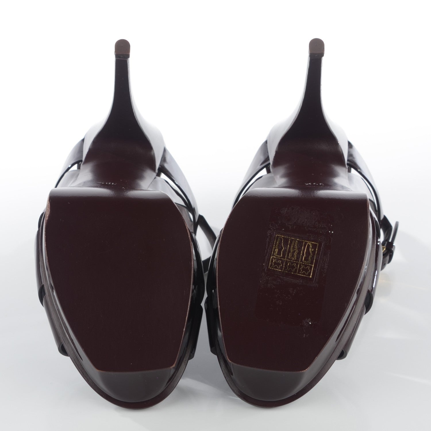 Saint Laurent Patent Tribute 105 Platform Sandals 39.5 Burgundy 5 of 6
