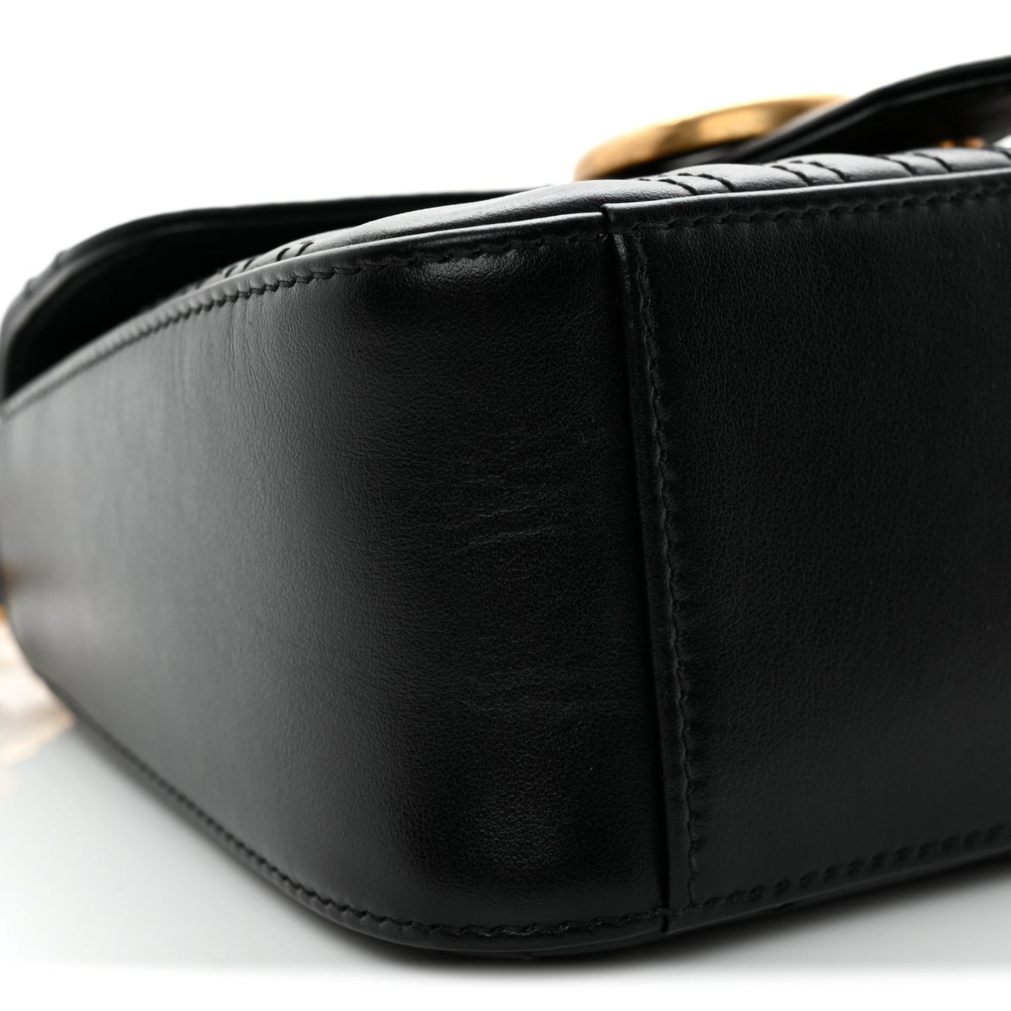 Calfskin Matelasse Mini GG Marmont Top Handle Shoulder Bag Black