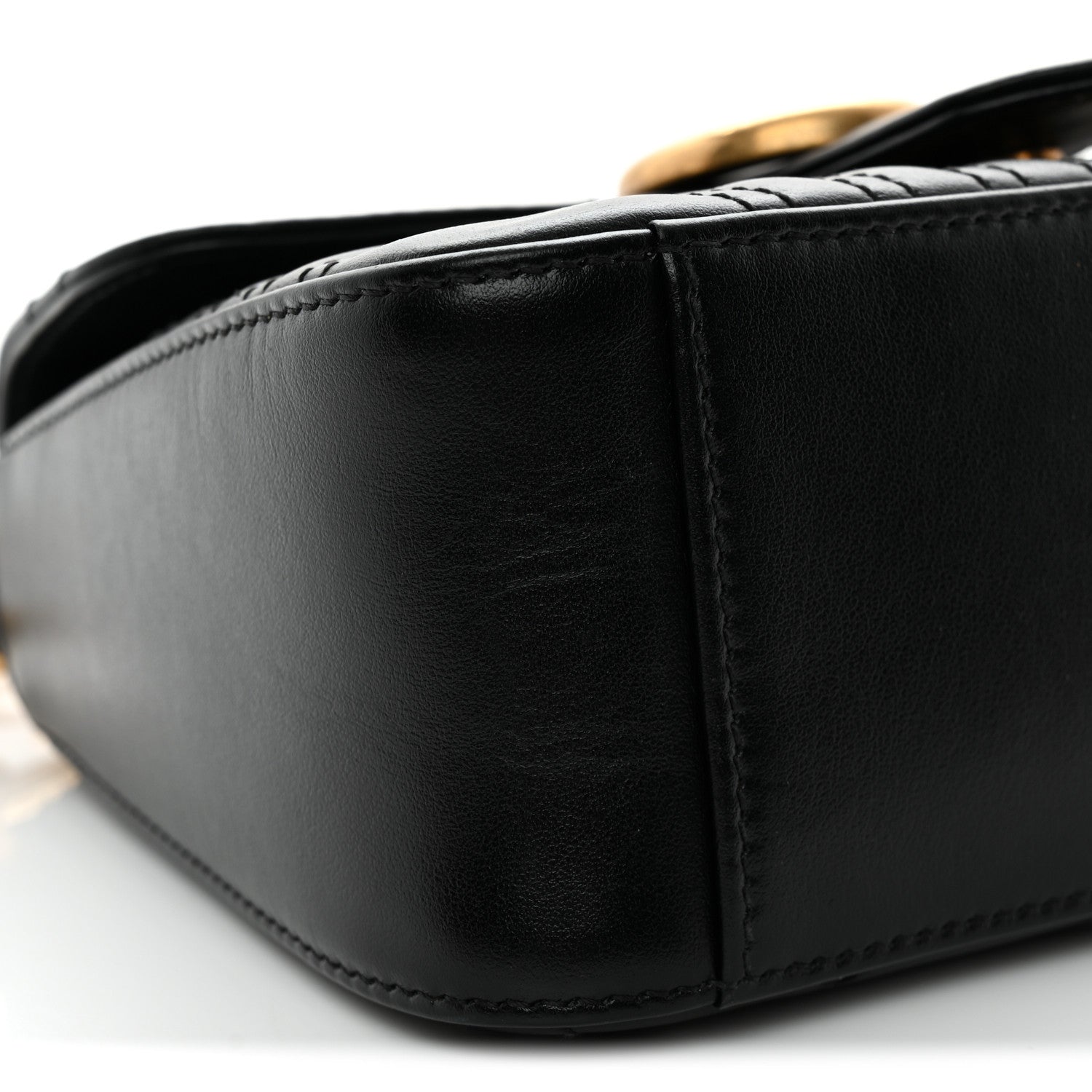 Gucci Calfskin Matelasse Mini GG Marmont Top Handle Shoulder Bag Black 8 of 12