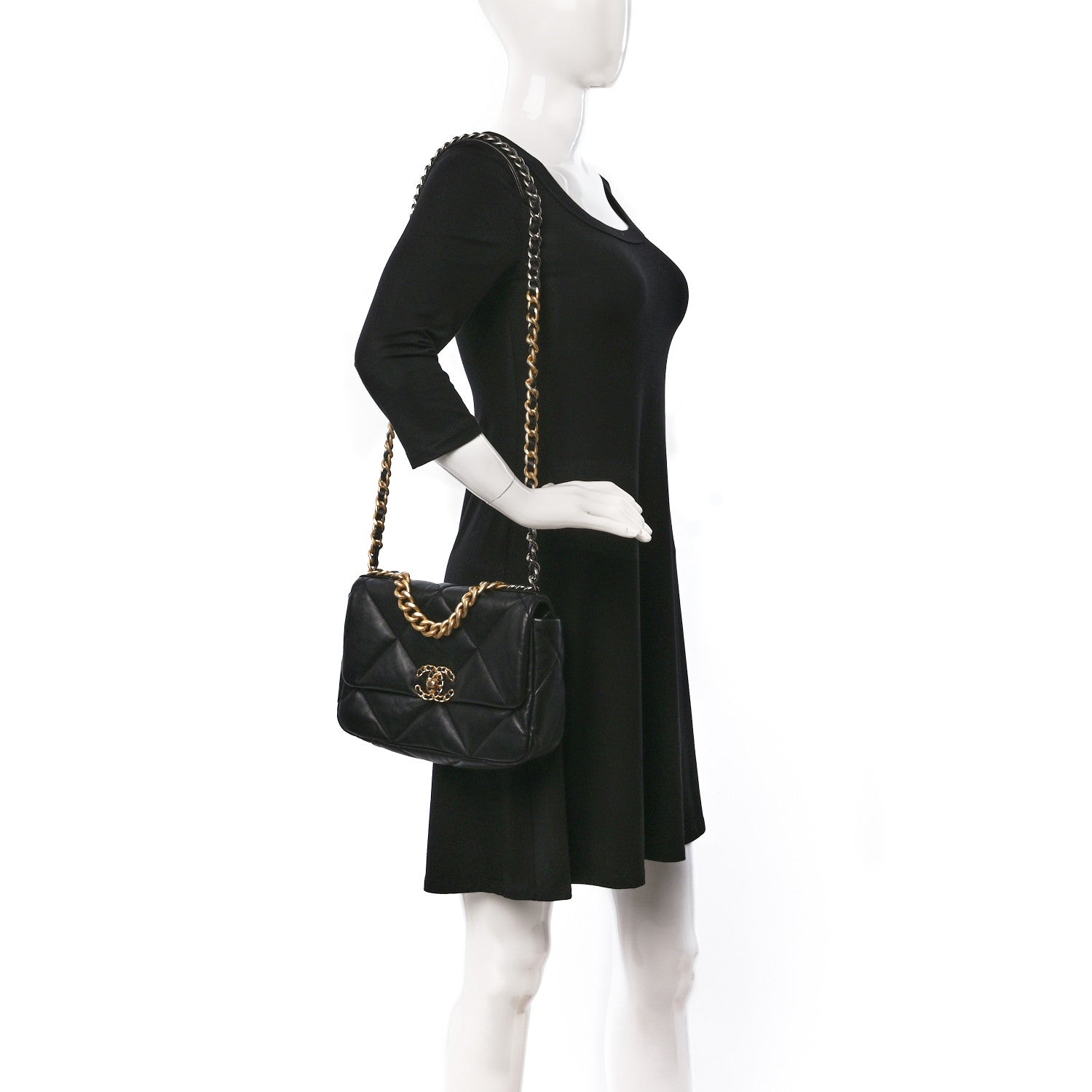 Chanel Lambskin Quilted Medium Chanel 19 Flap Black 2 of 9